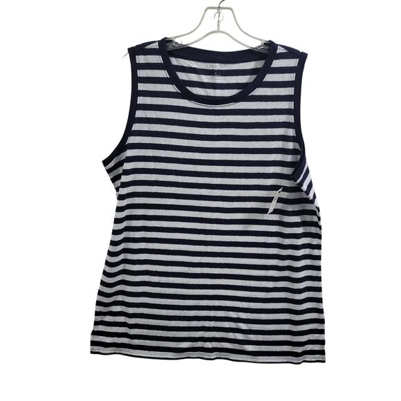 Talbots Tops - Talbots Women's Blue Striped Linen Blend Tank Top Size 1X NWT 52025-1132